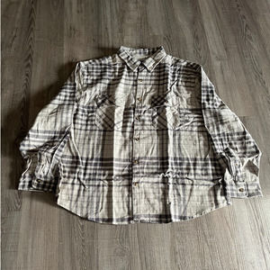 Victory Sportswear Men's Gray Long Sleeve Button Down Plaid Flannel Shirt - 3XL